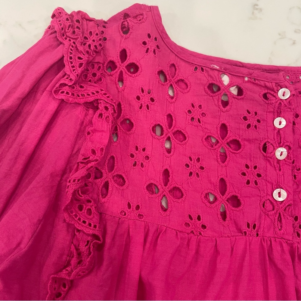 NWOT Jennifer & Grace hot pink eyelet long sleeve blouse - Picture 12 of 16
